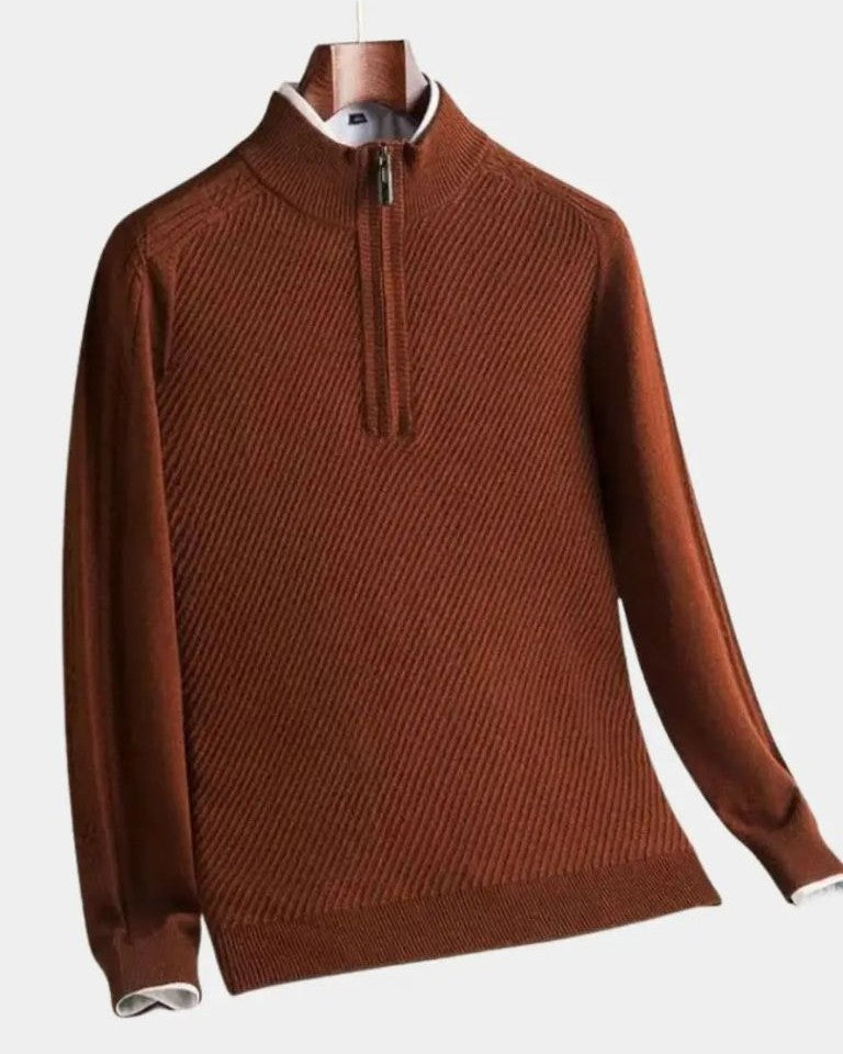 Vincent | Taupe trui met halve rits