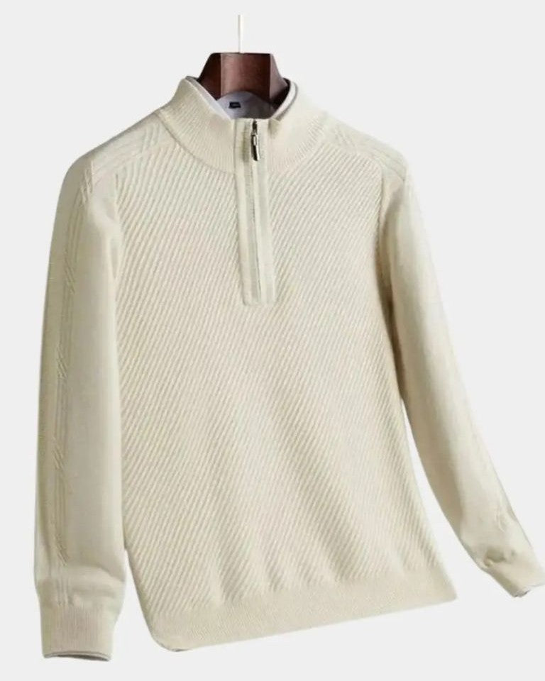 Vincent | Taupe trui met halve rits