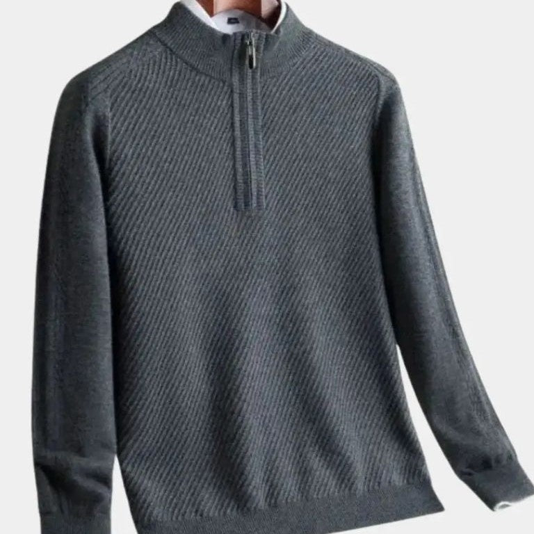 Vincent | Taupe trui met halve rits