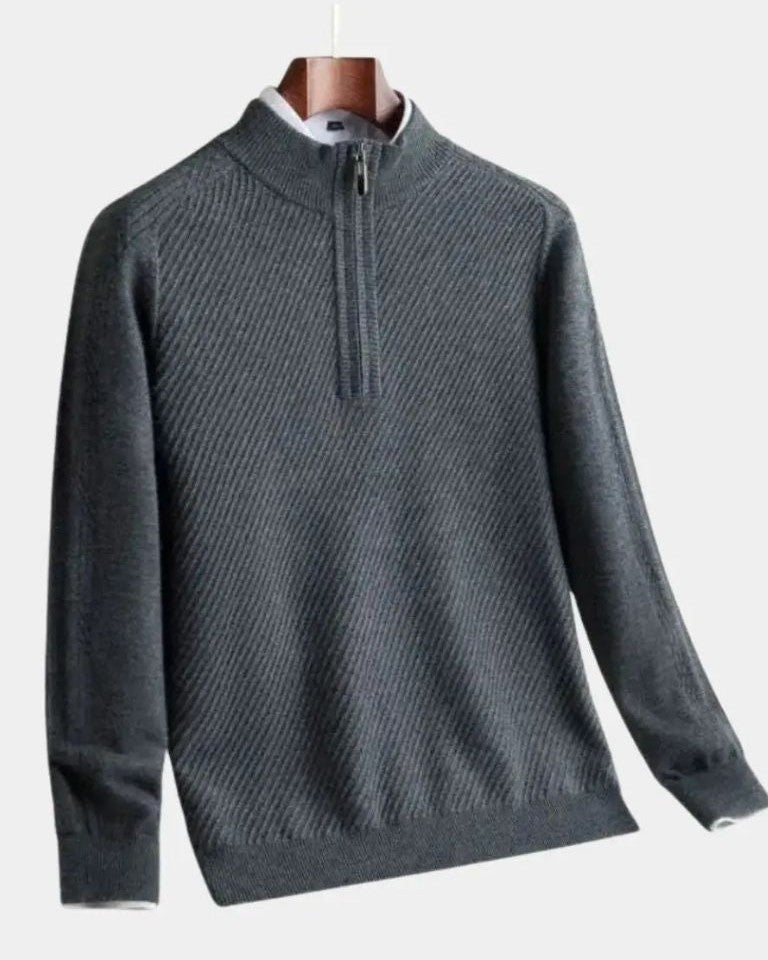Vincent | Taupe trui met halve rits