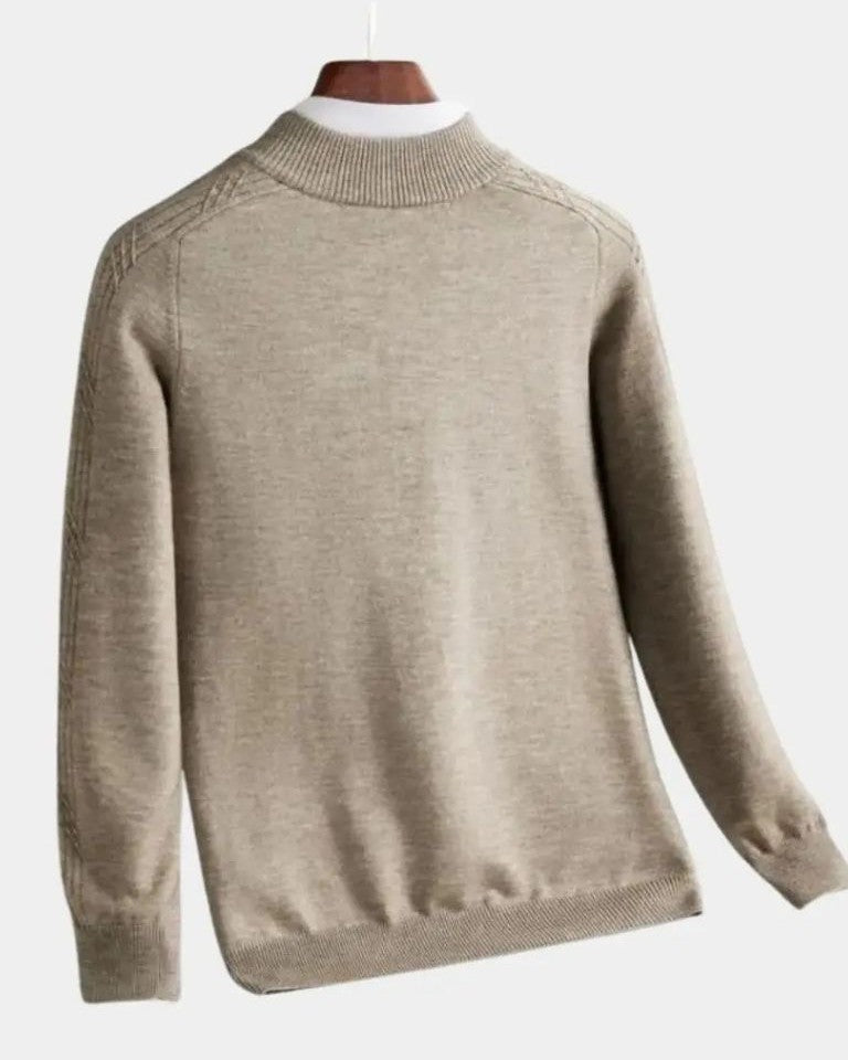Vincent | Taupe trui met halve rits