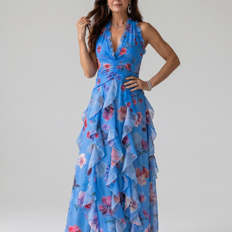 Wendy | Maxi-jurk met bloemenprint in lila