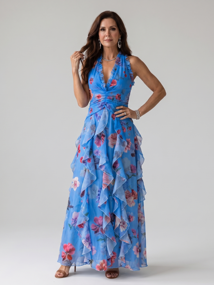 Wendy | Maxi-jurk met bloemenprint in lila