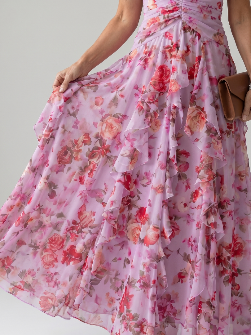 Wendy | Maxi-jurk met bloemenprint in lila