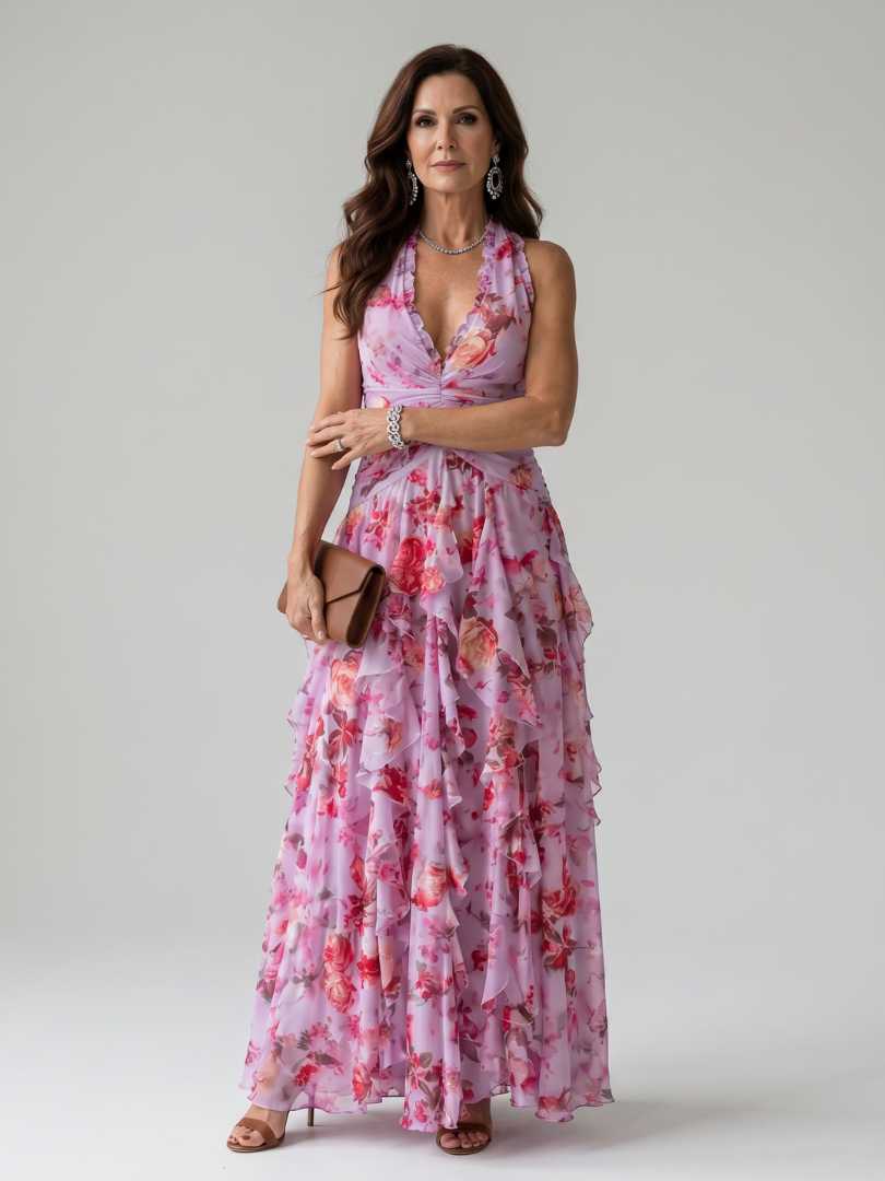 Wendy | Maxi-jurk met bloemenprint in lila