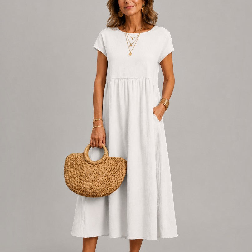 Willy | Witte zomerjurk met linnenlook