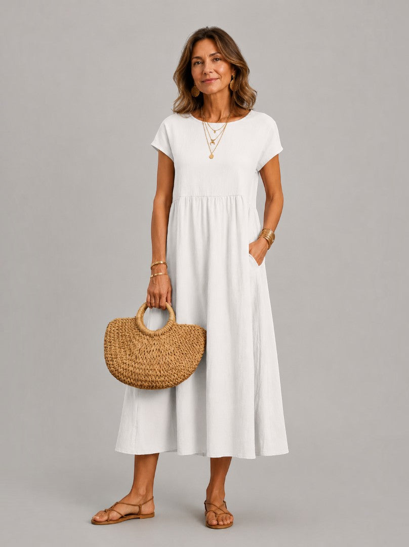 Willy | Witte zomerjurk met linnenlook