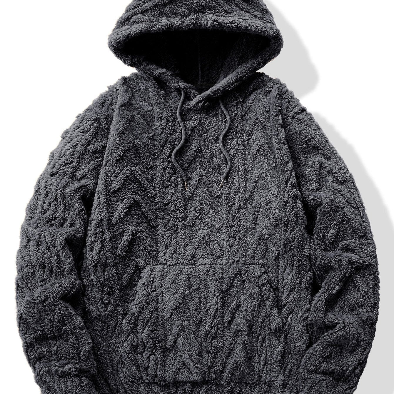 Yme | Teddyhoodie met geometrisch jacquarddessin