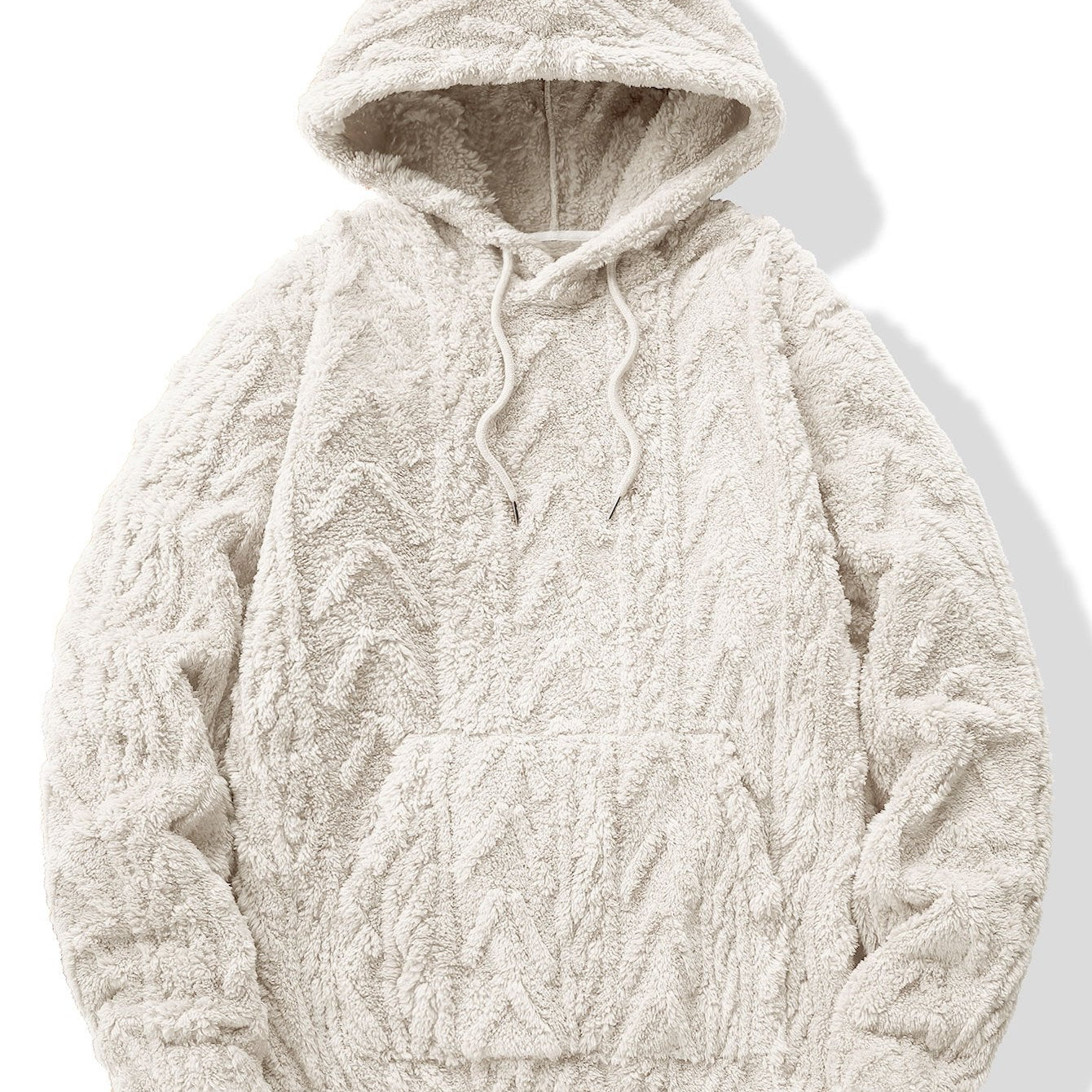 Yme | Teddyhoodie met geometrisch jacquarddessin