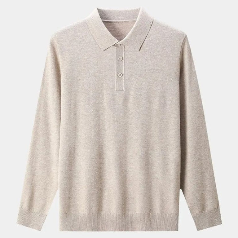 Yorick | Effen polo met lange mouwen