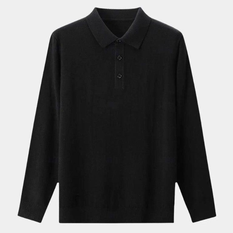Yorick | Effen polo met lange mouwen