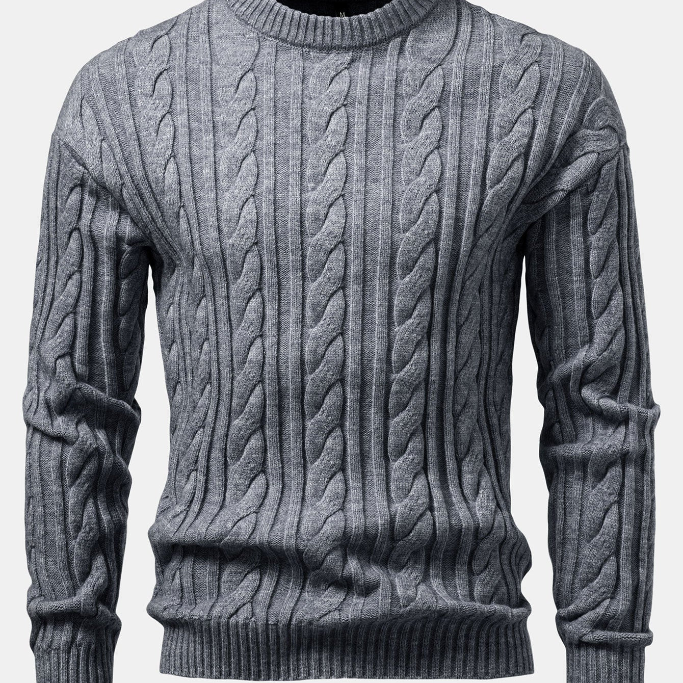 Yorick | Jacquard kabeltrui met ronde hals