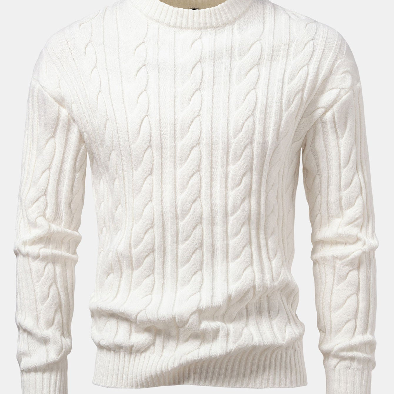 Yorick | Jacquard kabeltrui met ronde hals