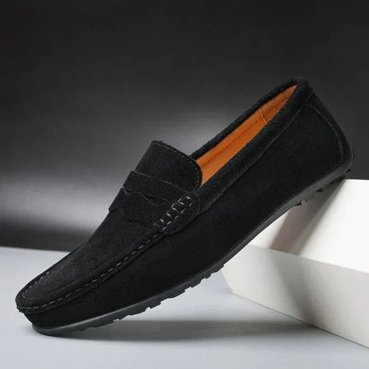 Zander | Marineblauwe suède penny loafers