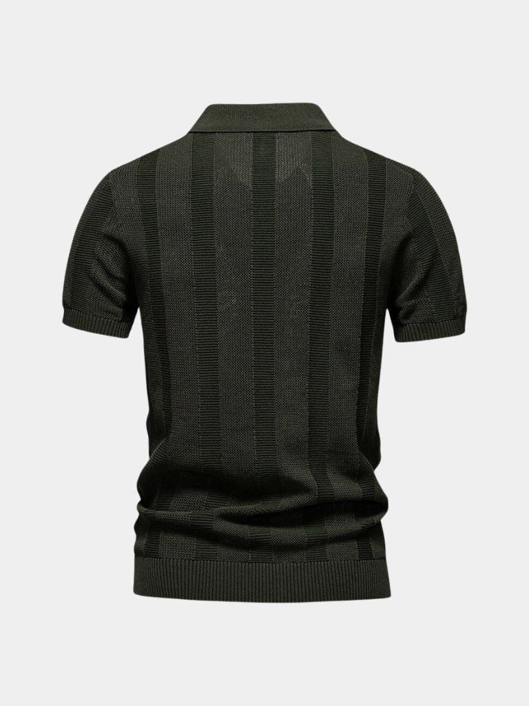 Zeno | Beige gebreide polo met structuur