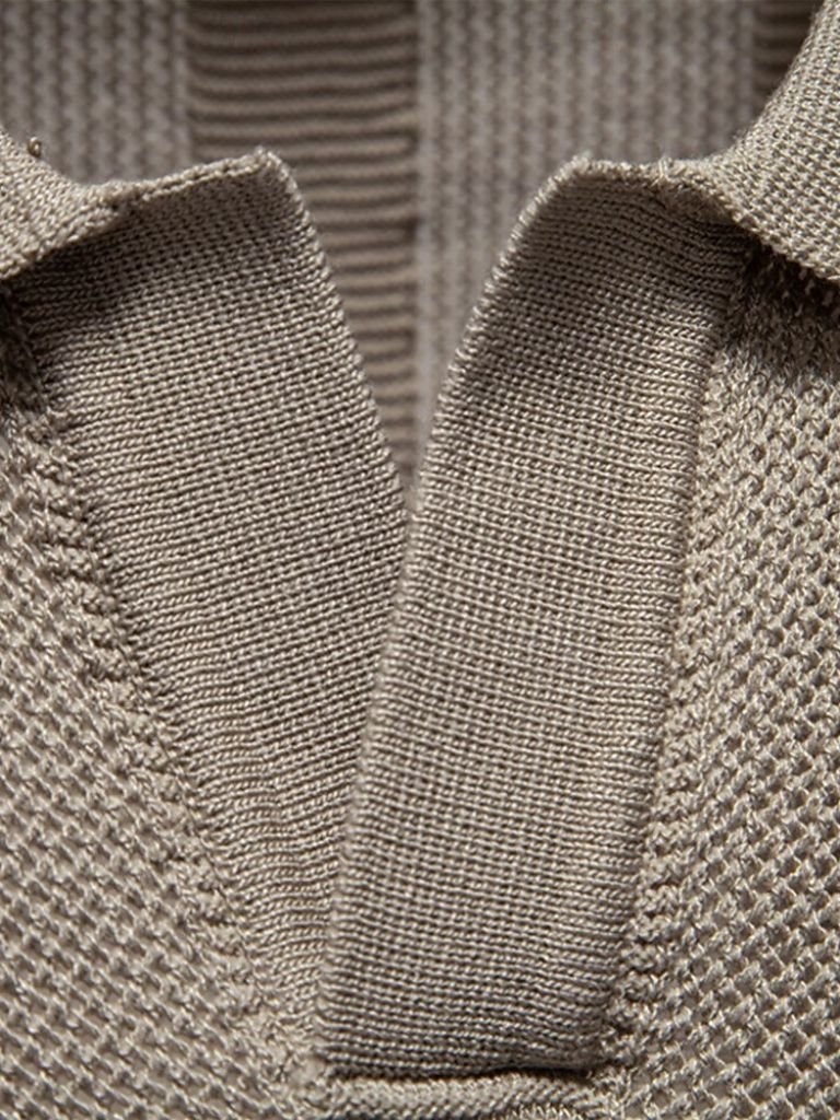 Zeno | Beige gebreide polo met structuur