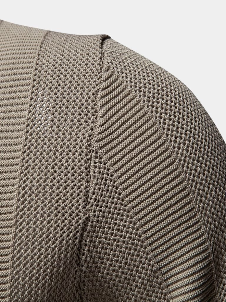 Zeno | Beige gebreide polo met structuur