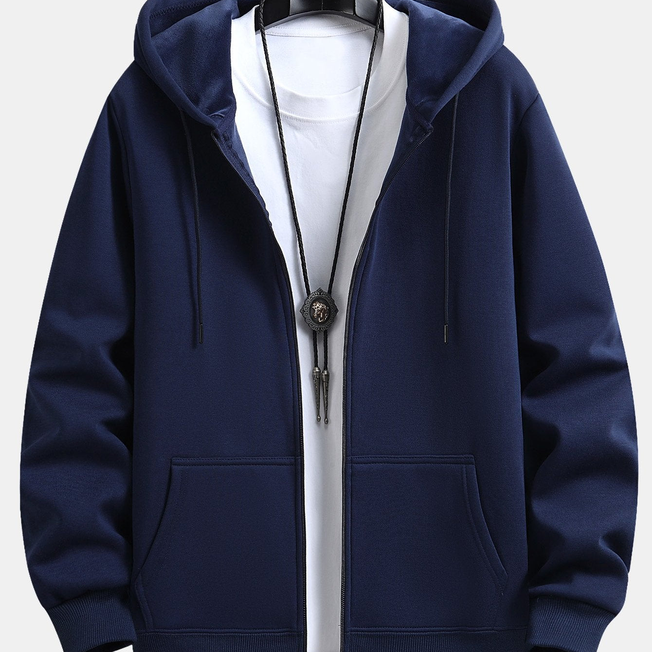 Zeno | Hoodie met pluchevoering, ritssluiting en relaxte pasvorm
