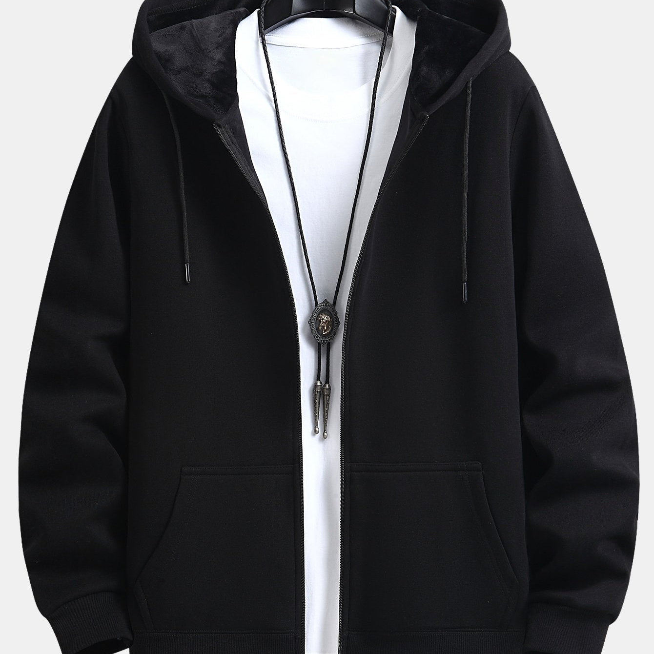 Zeno | Hoodie met pluchevoering, ritssluiting en relaxte pasvorm