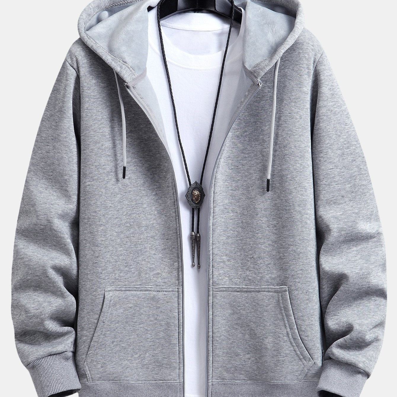 Zeno | Hoodie met pluchevoering, ritssluiting en relaxte pasvorm