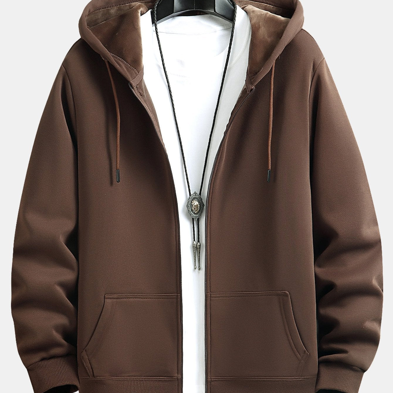 Zeno | Hoodie met pluchevoering, ritssluiting en relaxte pasvorm