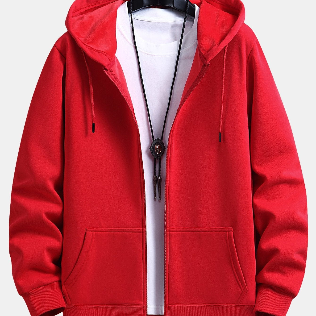Zeno | Hoodie met pluchevoering, ritssluiting en relaxte pasvorm