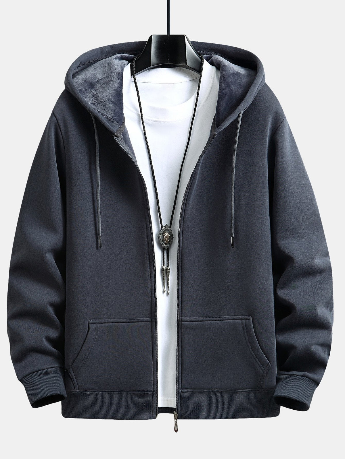 Zeno | Hoodie met pluchevoering, ritssluiting en relaxte pasvorm