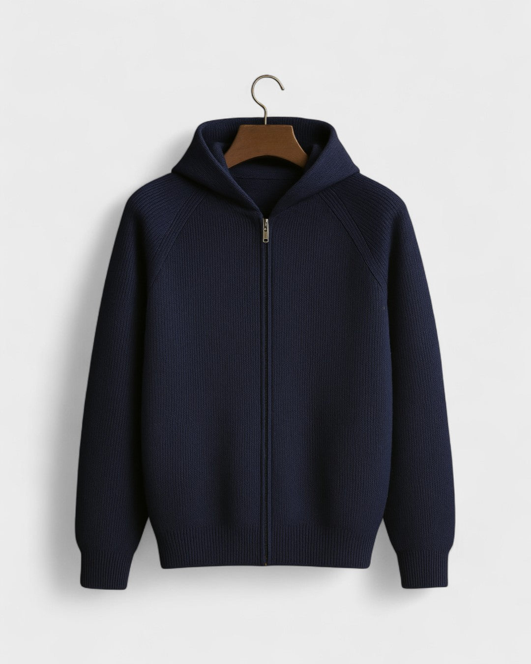 Ate | Lichtgrijze gebreide hoodie met rits