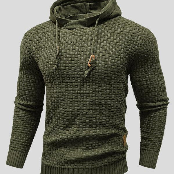 Bertus | Grijze gebreide hoodie met structuur