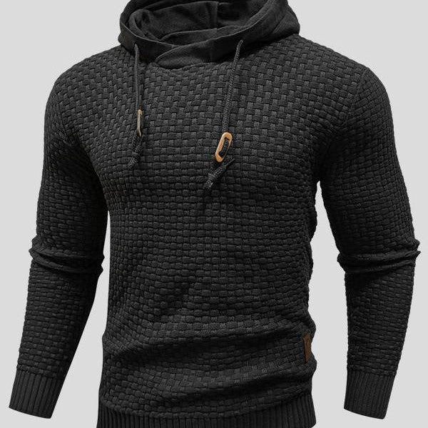 Bertus | Grijze gebreide hoodie met structuur