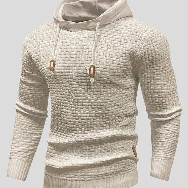 Bertus | Grijze gebreide hoodie met structuur