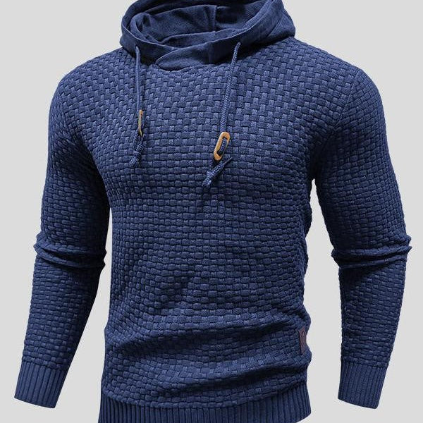 Bertus | Grijze gebreide hoodie met structuur