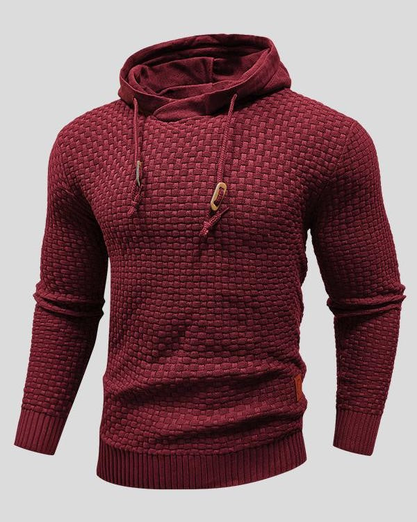 Bertus | Grijze gebreide hoodie met structuur