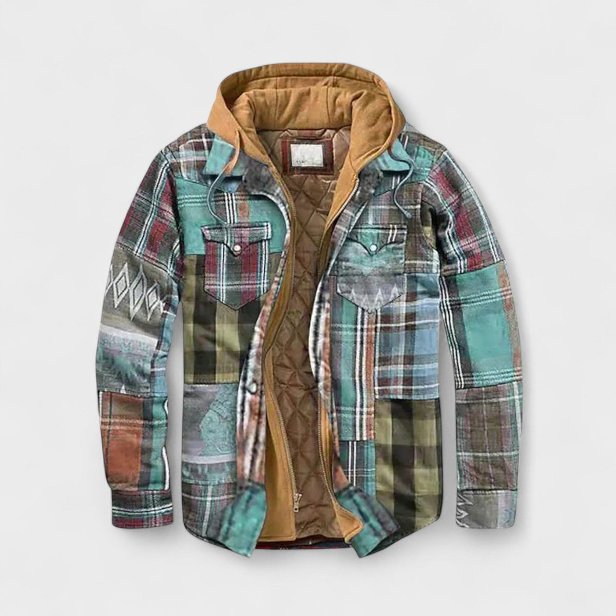 Cas | Blauw geruit jack met capuchon