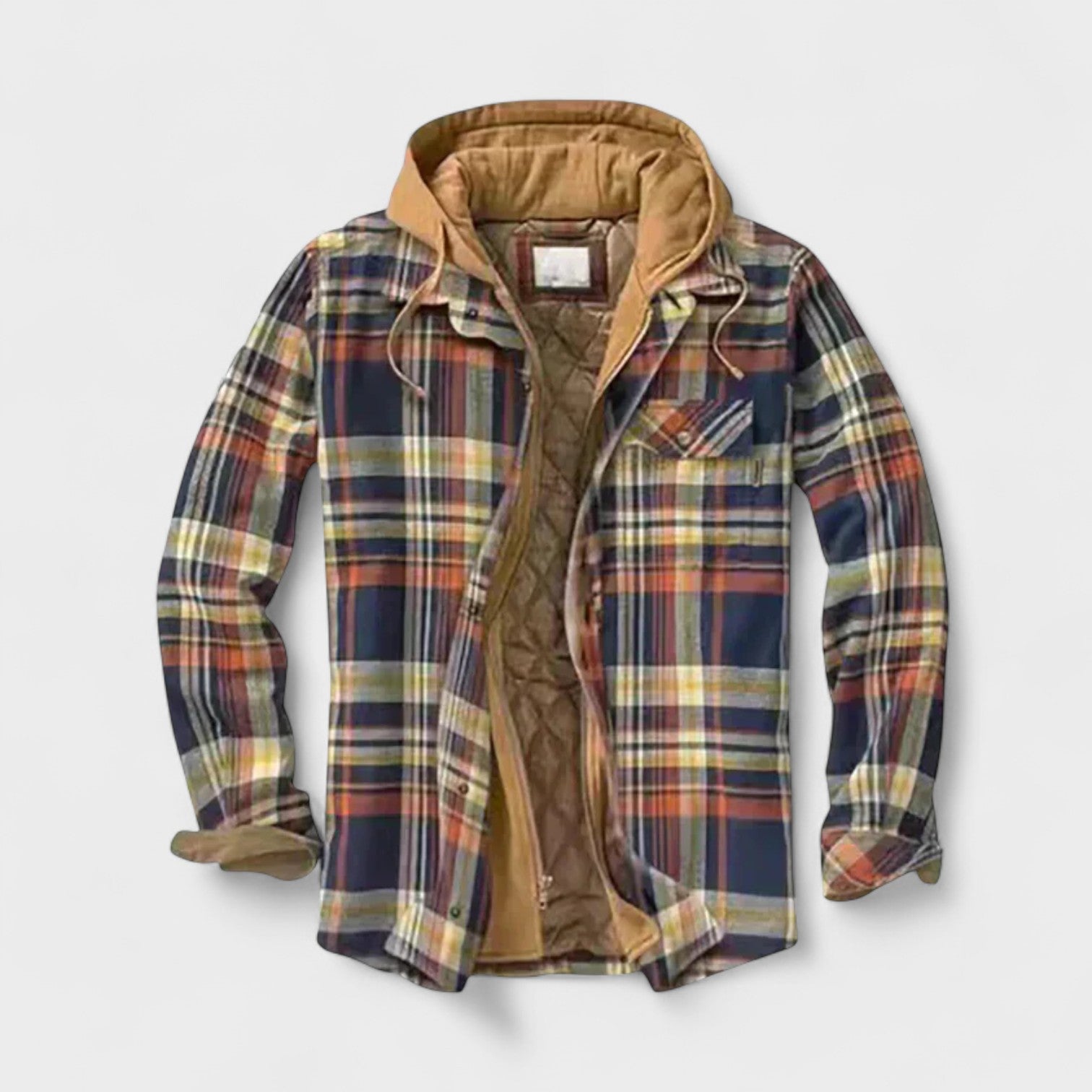 Cas | Blauw geruit jack met capuchon