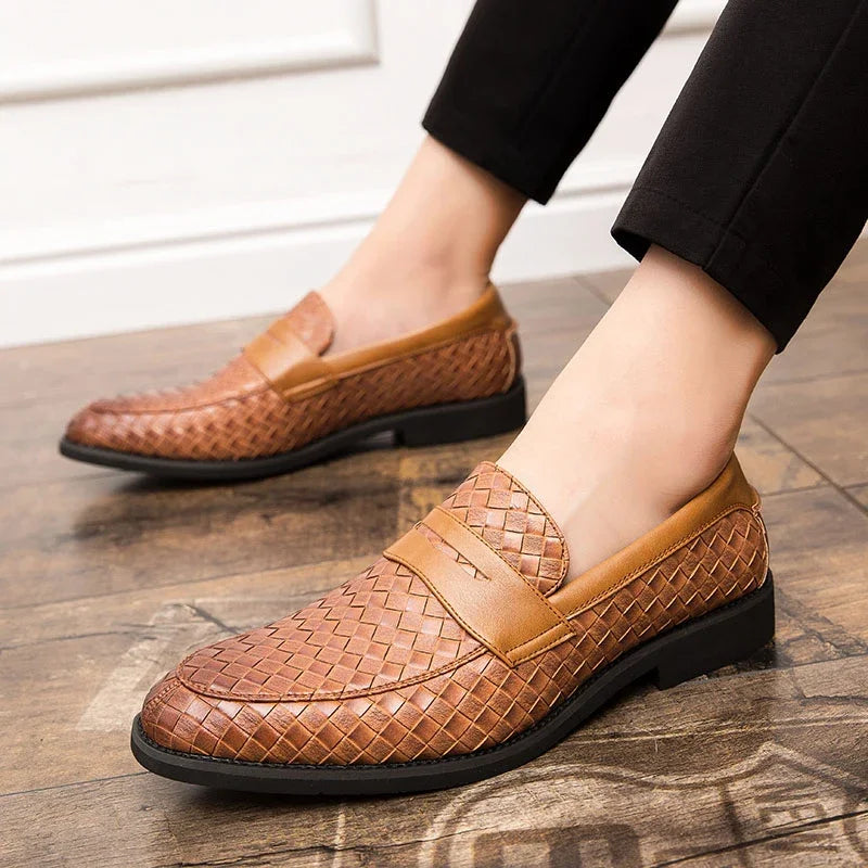 Clemens | Penny loafers van gevlochten leer