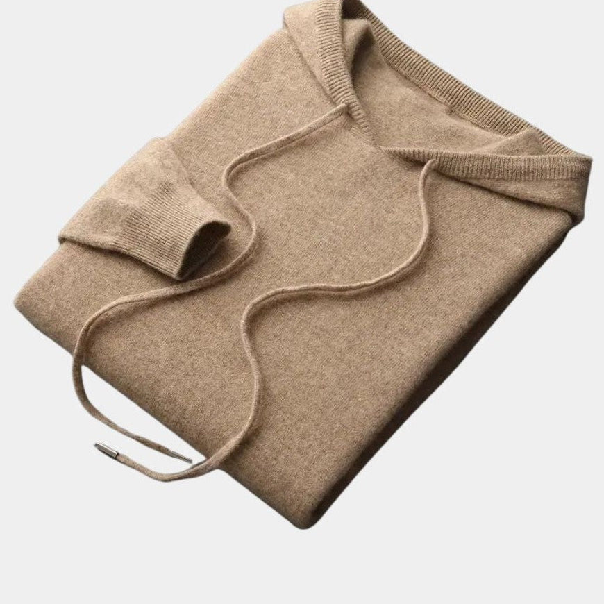 Cobus | Beige gebreide hoodie