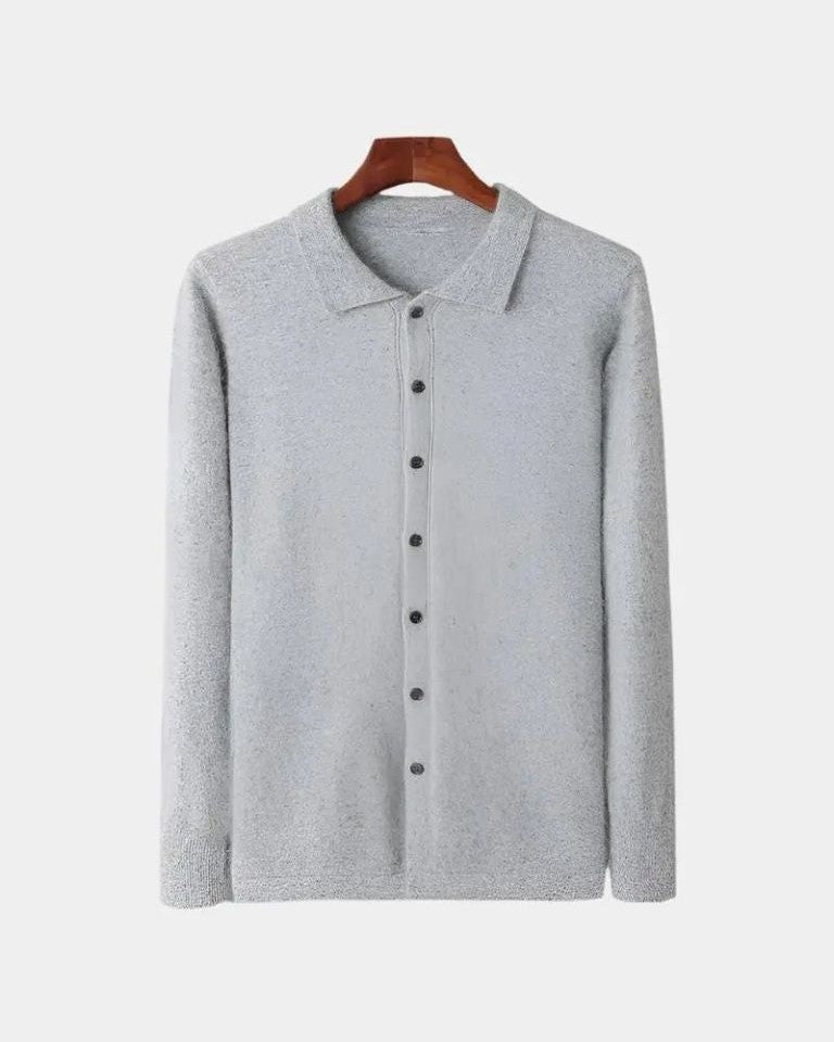 Doede | Roestbruine gebreide polo met knopen