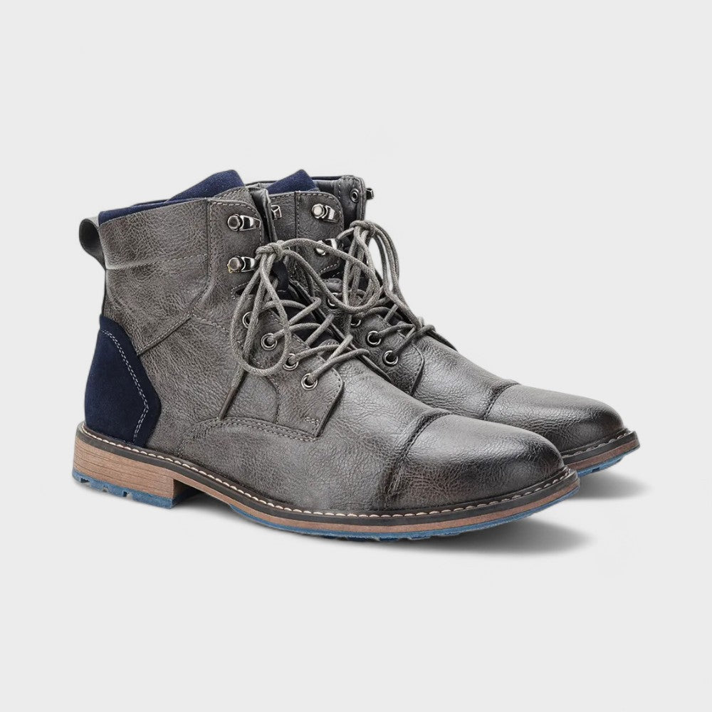 Dries | Grijze casual veterlaarzen