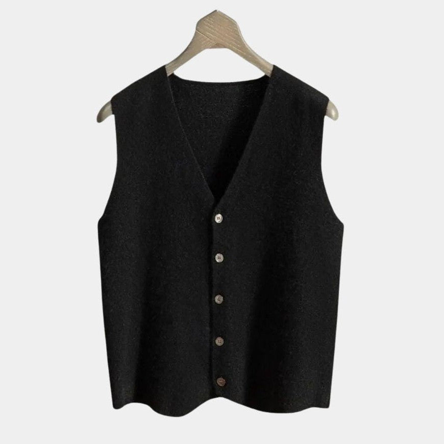 Durk | Marineblauw gebreid gilet met knopen