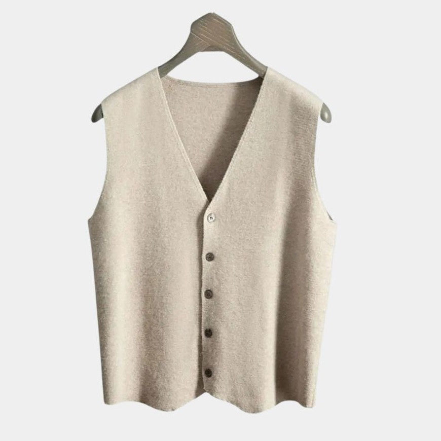 Durk | Marineblauw gebreid gilet met knopen