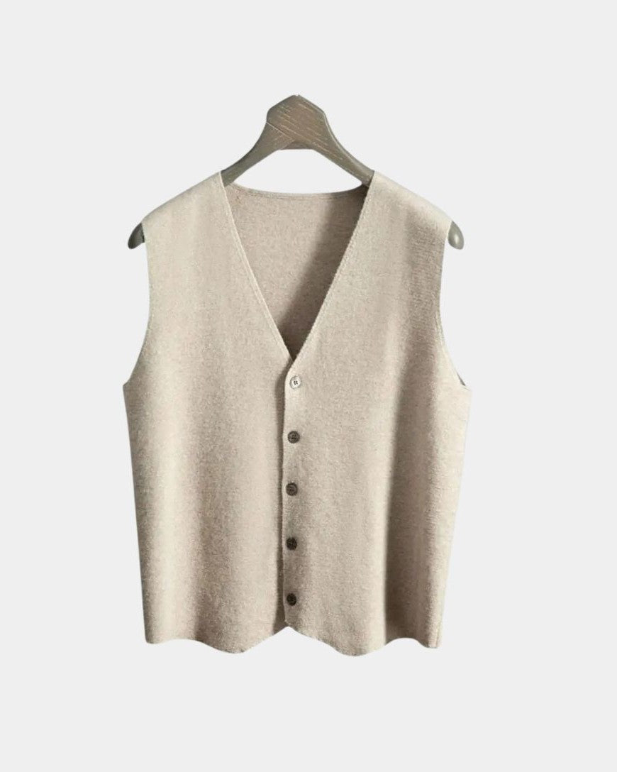 Durk | Marineblauw gebreid gilet met knopen