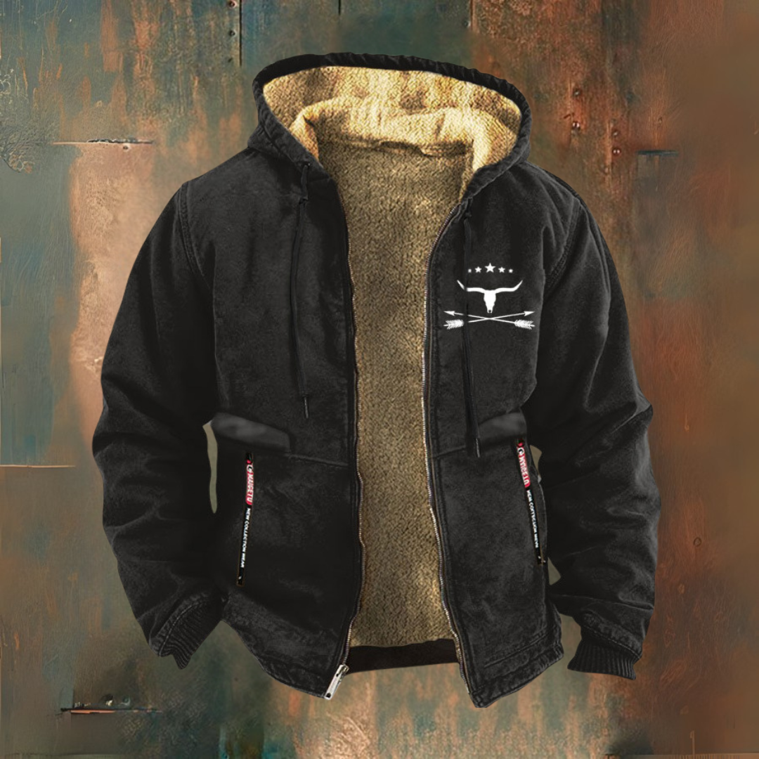 Edwin | Zwart jack met teddyvoering en capuchon