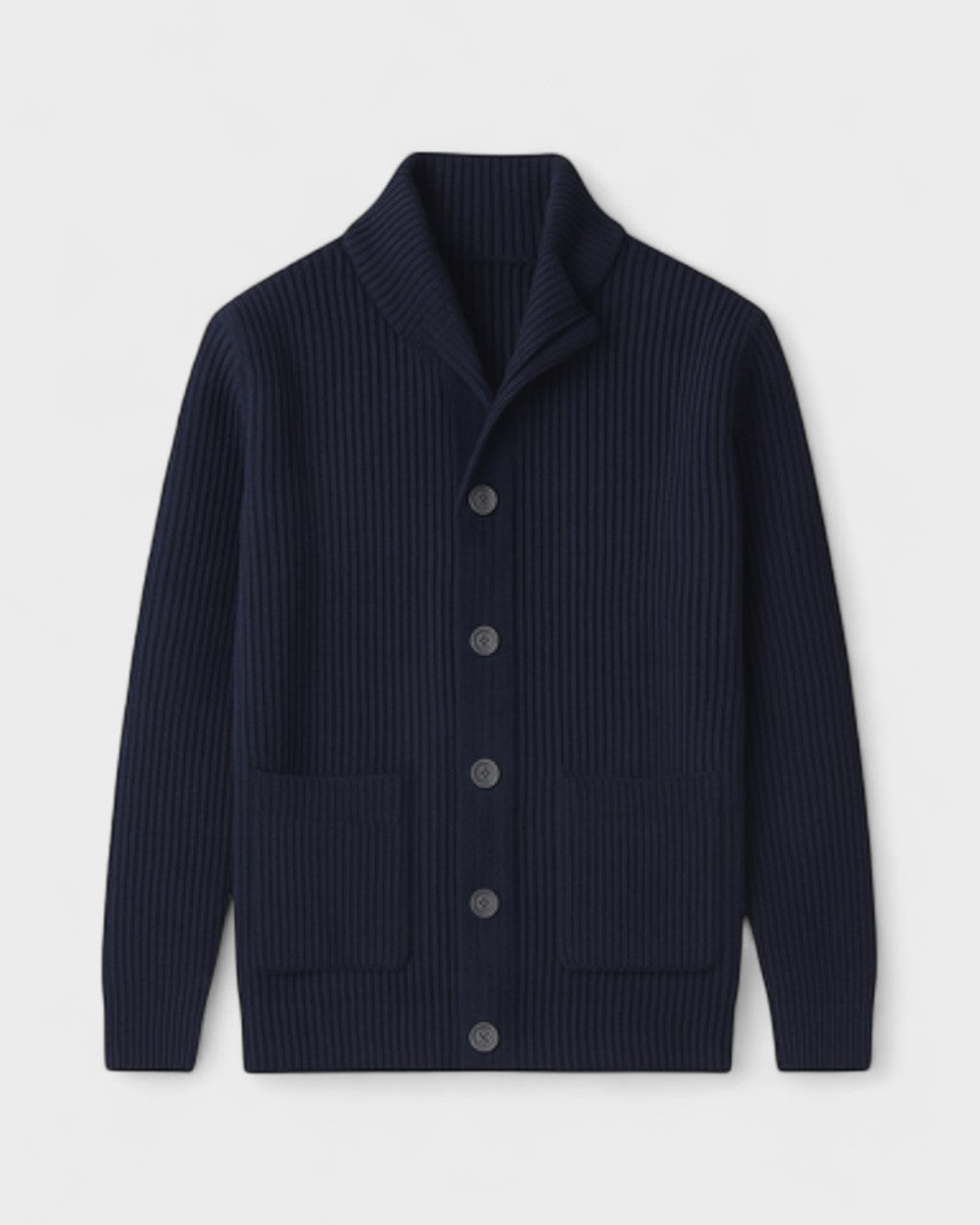 Elbert | Marineblauw ribgebreid vest met knopen