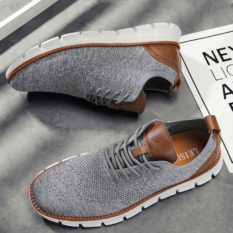 Falco | Beige gebreide veterschoenen