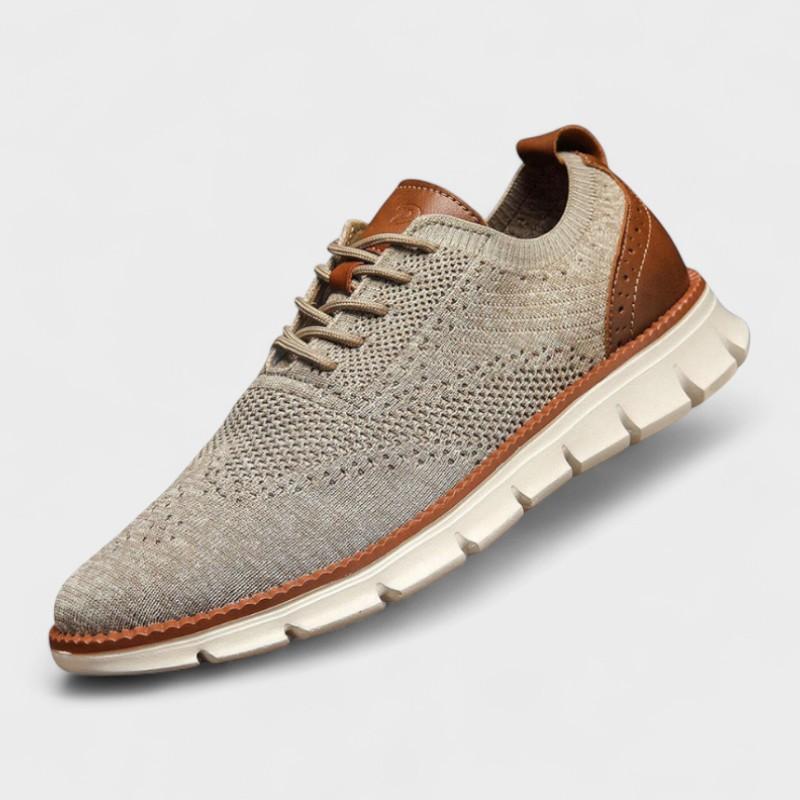 Falco | Beige gebreide veterschoenen