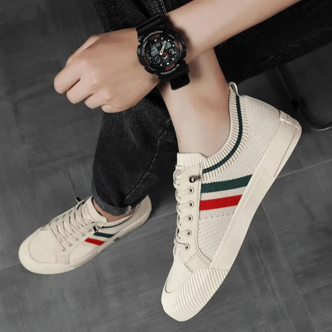 Fons | Gebreide sneakers met contraststrepen