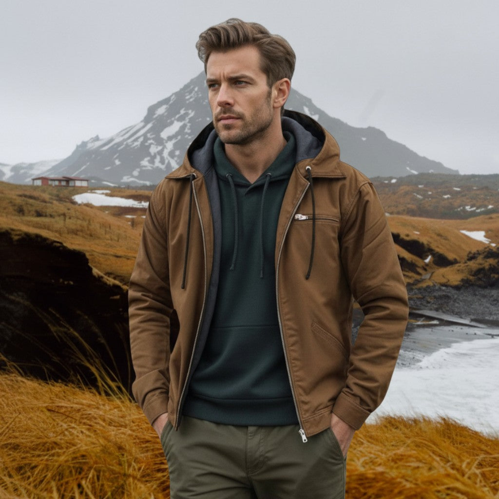 Frans | Bruin jack met capuchon en rits