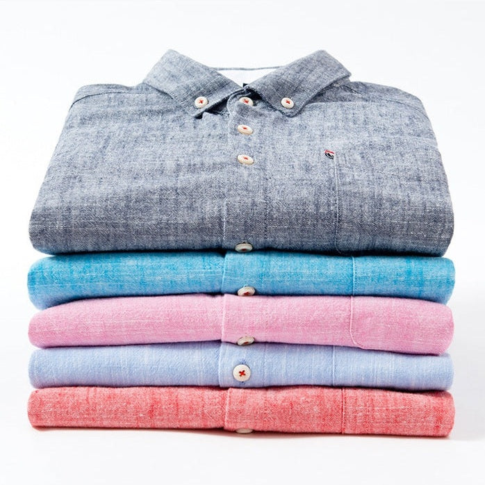 Joas | Crèmekleurig casual overhemd met button-downkraag