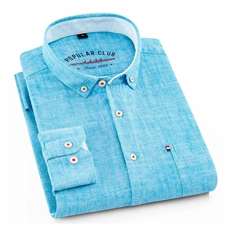 Joas | Crèmekleurig casual overhemd met button-downkraag